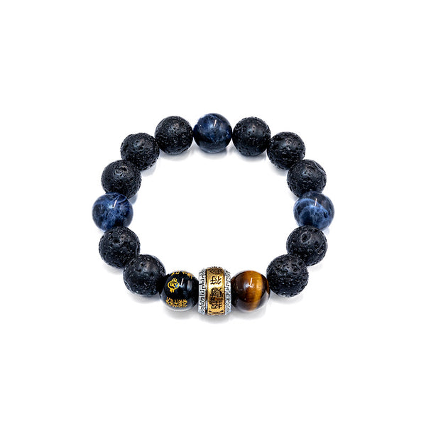 Blue veined stone&Volcanic stone bracelet
