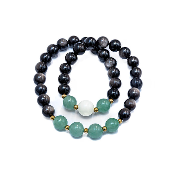 Large double obsidian bracelet