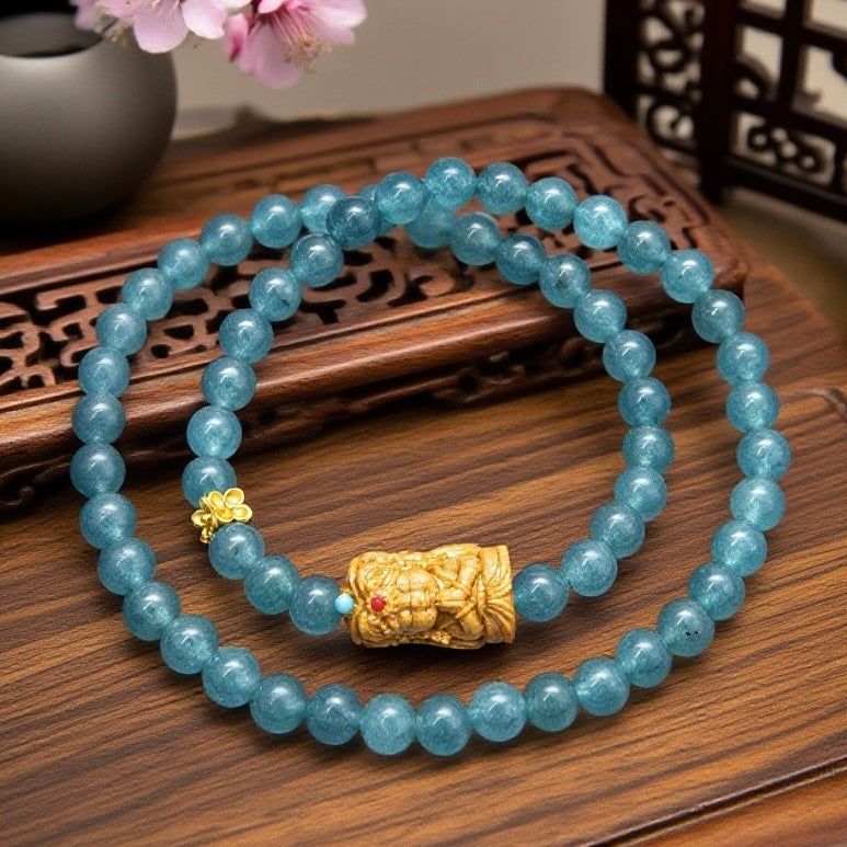 Blue Water Jadeite Blessing Bracelet