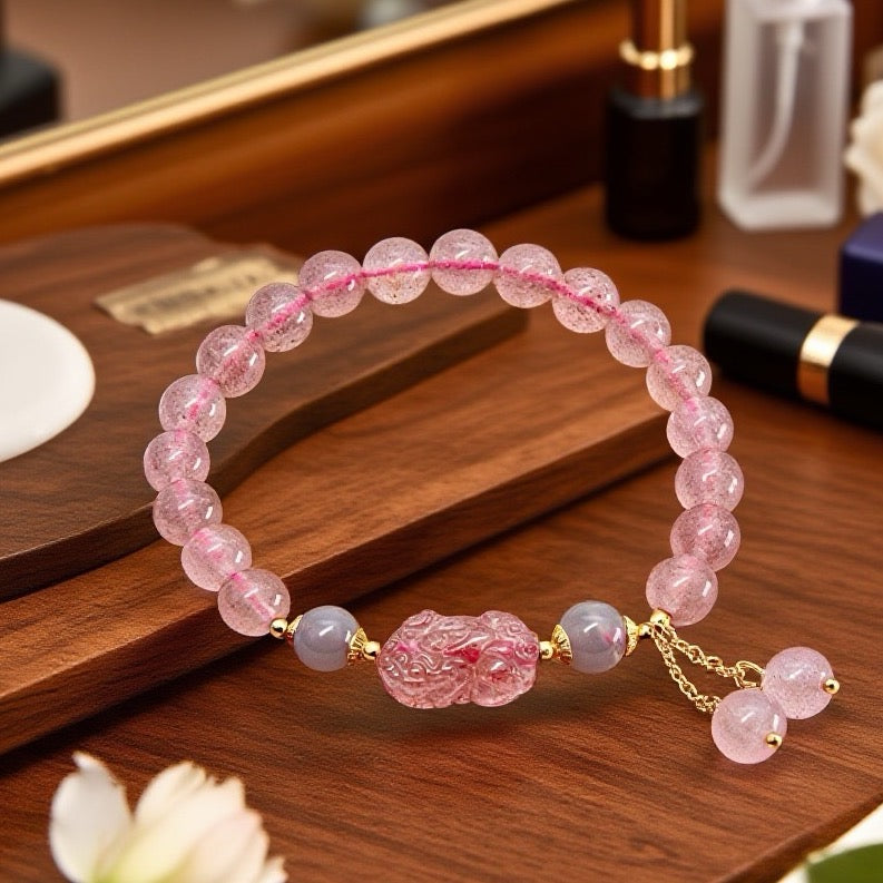 Natural Strawbs Crystal PIXIU Bracelet