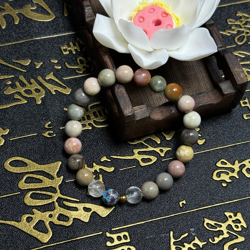 Natural Color Agate Lotus Bracelet