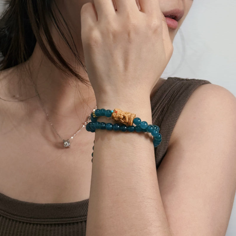 Blue Water Jadeite Blessing Bracelet