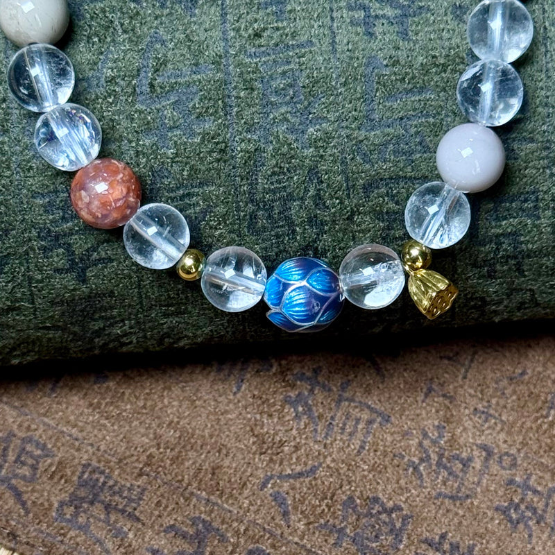 White Crystal Lotus Bracelet