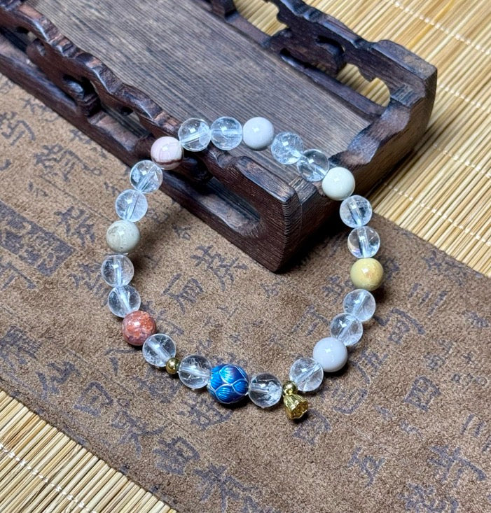 White Crystal Lotus Bracelet