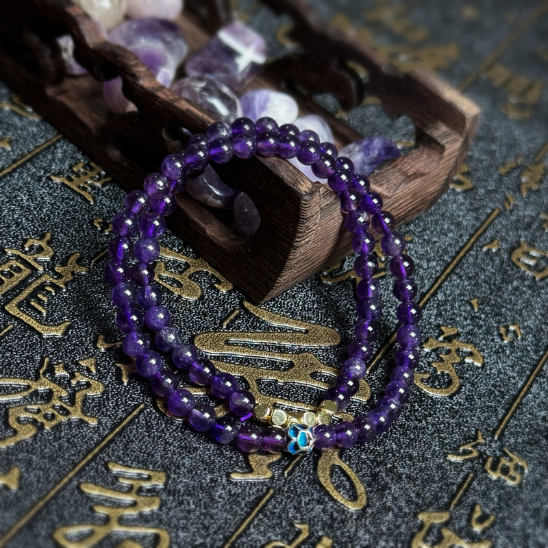 Double Amethyst  Sm Square Bracelet
