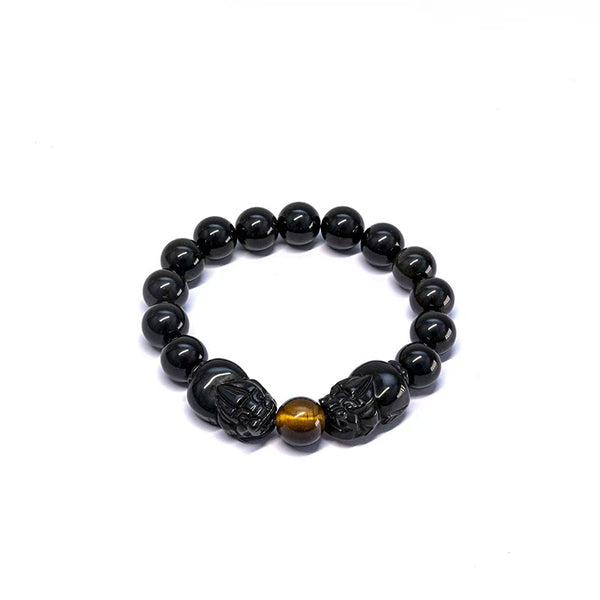 Obsidian & Tiger's Eye Pixiu Bracelet