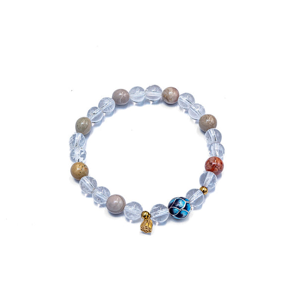 White Crystal Lotus Bracelet