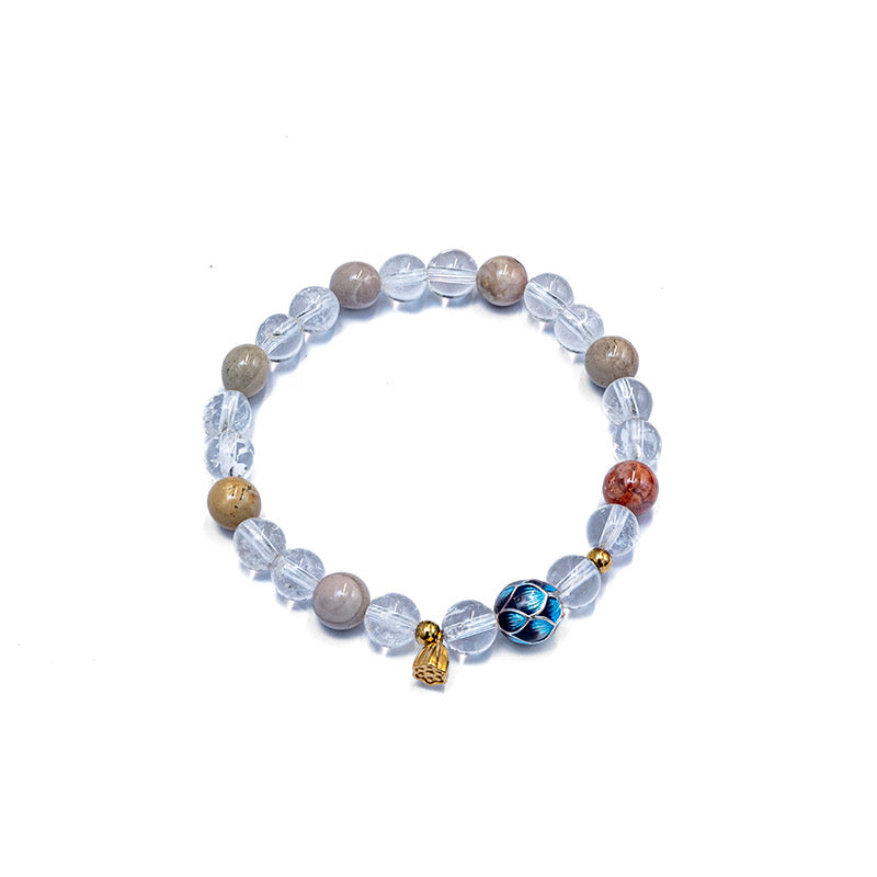 White Crystal Lotus Bracelet