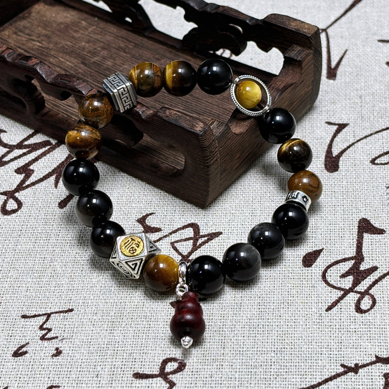 Tiger Eye & Obsidian Taoist Strings