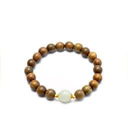 Natural Sandalwood and Jade Bracelet