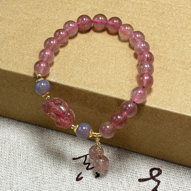 Natural Strawbs Crystal PIXIU Bracelet