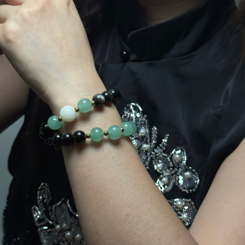 Large double obsidian bracelet