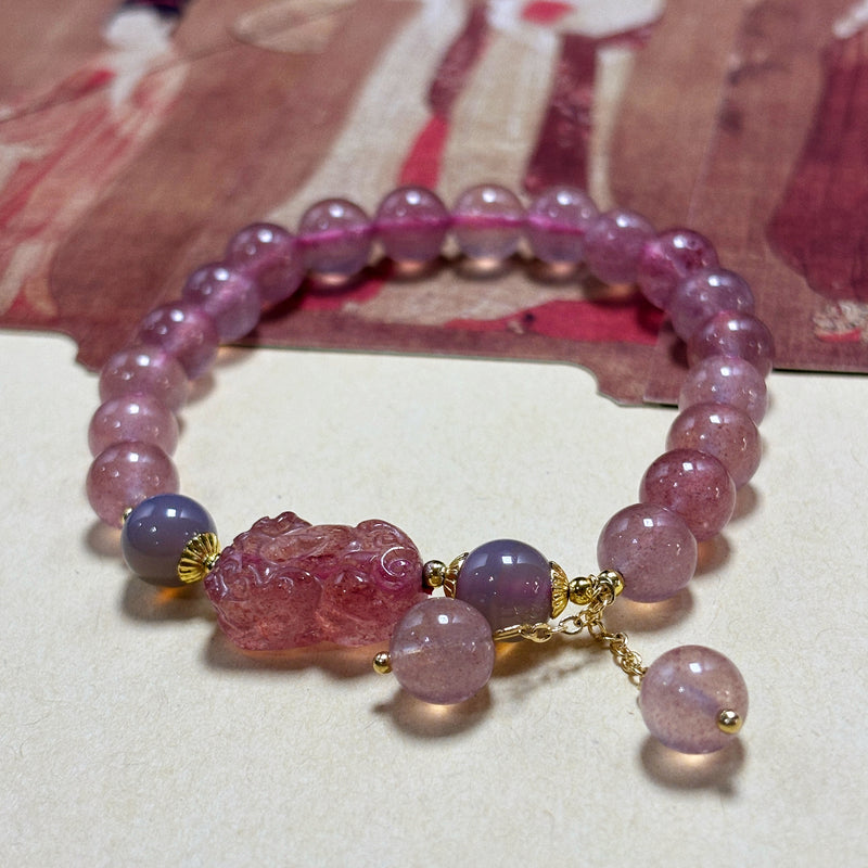 Natural Strawbs Crystal PIXIU Bracelet