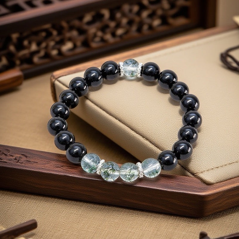 Obsidian + Green Specter Beaded