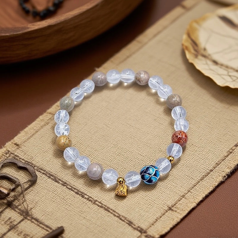 White Crystal Lotus Bracelet