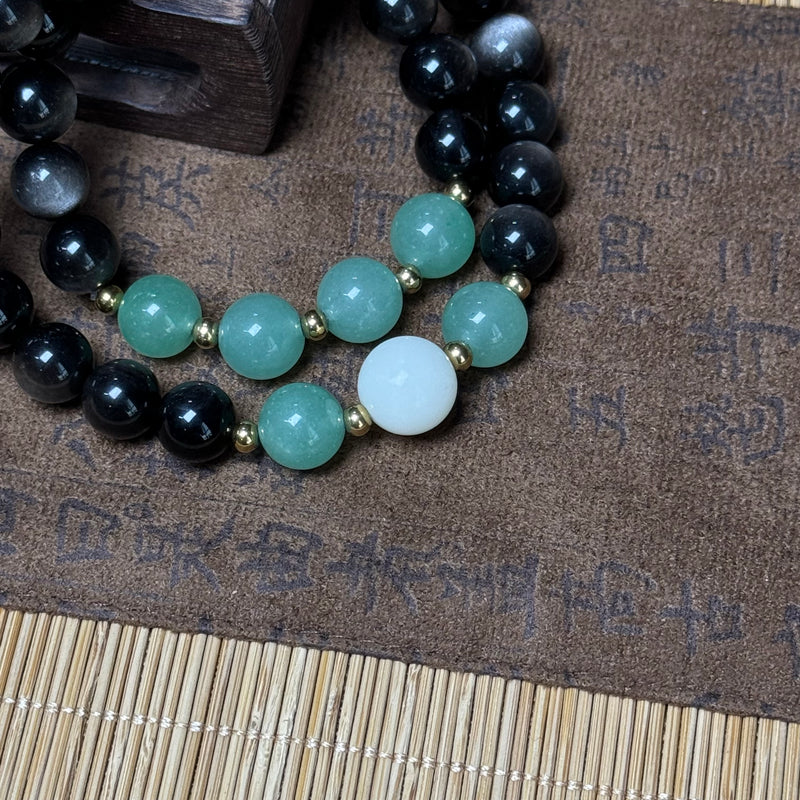 Large double obsidian bracelet