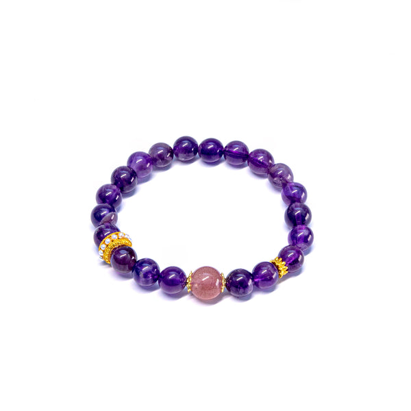 Amethyst Meets Pink Crystal Bracelet