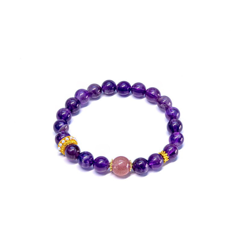 Amethyst Meets Pink Crystal Bracelet
