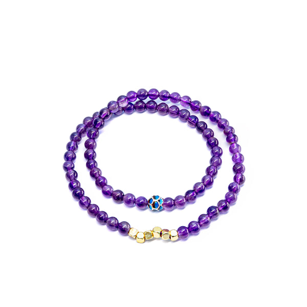Double Amethyst  Sm Square Bracelet