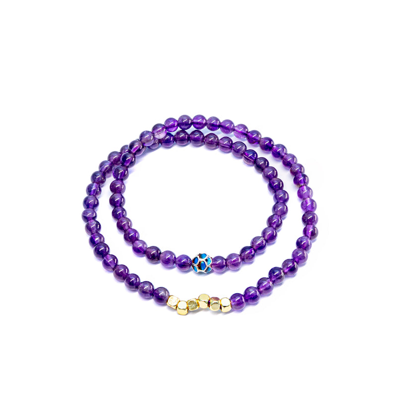 Double Amethyst  Sm Square Bracelet