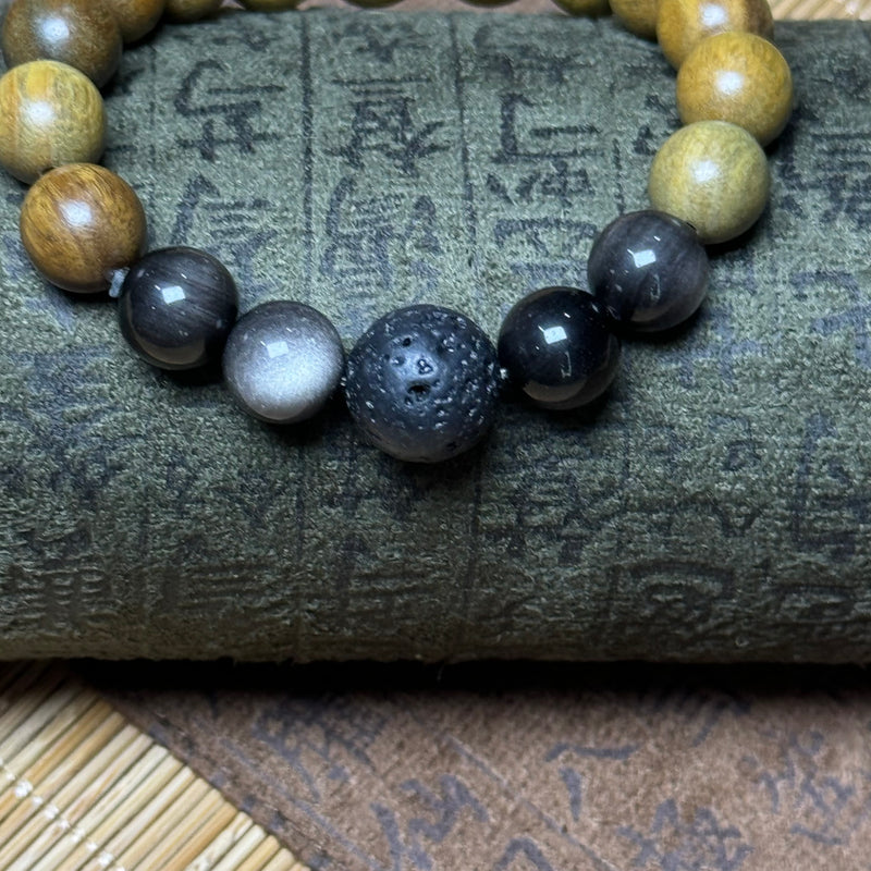 Sandalwood volcanic rock bracelet