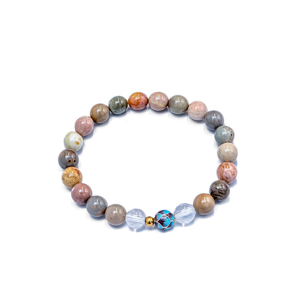 Natural Color Agate Lotus Bracelet